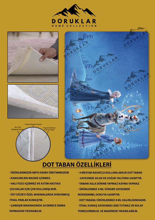 Kaymaz Taban Yıkanabilir Elsa Frozen Desenli Çocuk Halısı