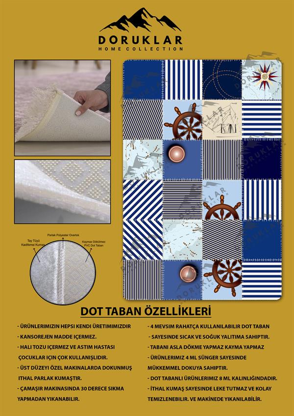 Kaymaz Taban Yıkanabilir Gemi Desenli Çocuk Halısı