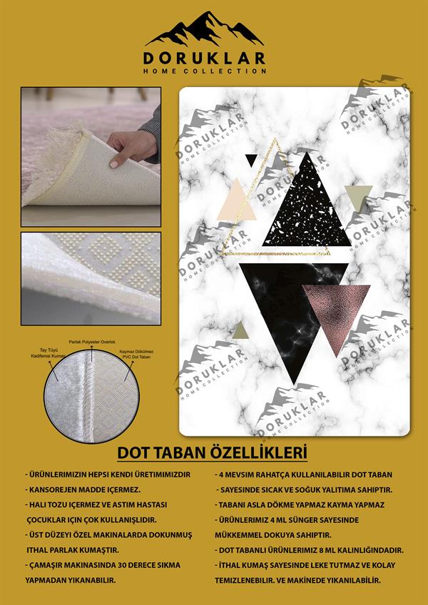 Kaymaz Taban Yıkanabilir Geometrik Desenli Dijital Baskı Modern Desenli Halı