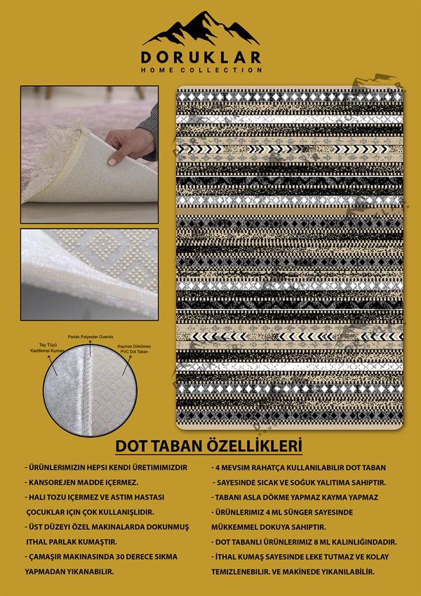 Kaymaz Taban Yıkanabilir Geometrik Desenli Dijital Baskı Modern Desenli Halı