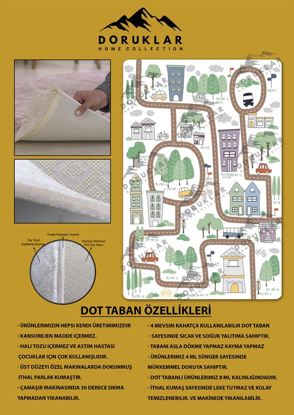 Kaymaz Taban Yıkanabilir Jungle Yol Desenli Çocuk Halısı