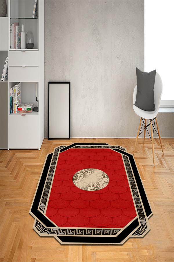 Kaymaz Taban Yıkanabilir Lazer Kesim Medusa Desenli Dot Taban Halı