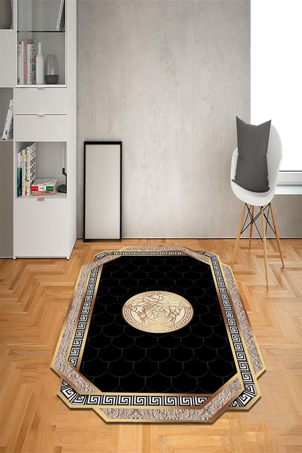 Kaymaz Taban Yıkanabilir Lazer Kesim Medusa Desenli Dot Taban Halı