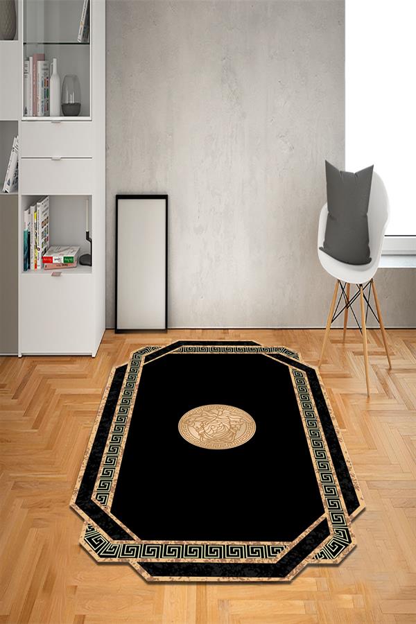 Kaymaz Taban Yıkanabilir Lazer Kesim Medusa Desenli Dot Taban Halı
