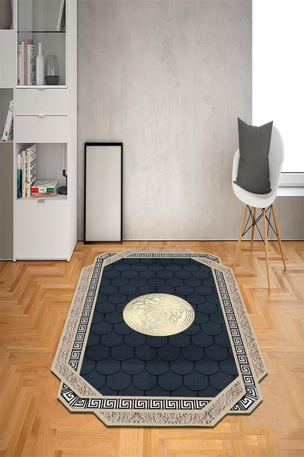 Kaymaz Taban Yıkanabilir Lazer Kesim Medusa Desenli Dot Taban Halı