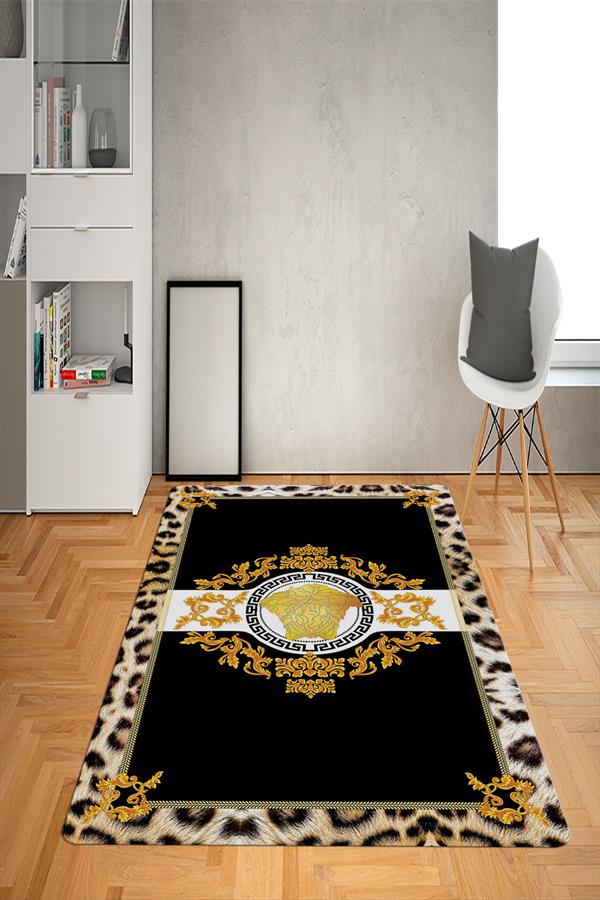 Kaymaz Taban Yıkanabilir Leoparlı Medusa Desenli Dot Taban Halı
