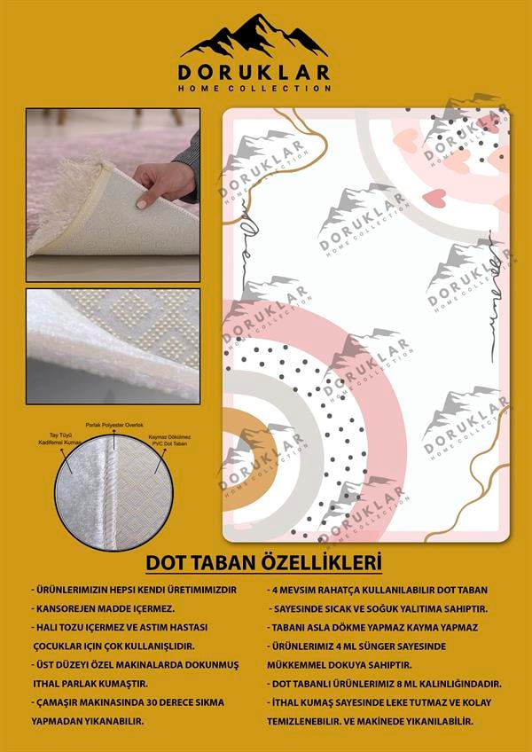 Kaymaz Taban Yıkanabilir Minimal Desenli Çocuk Halısı