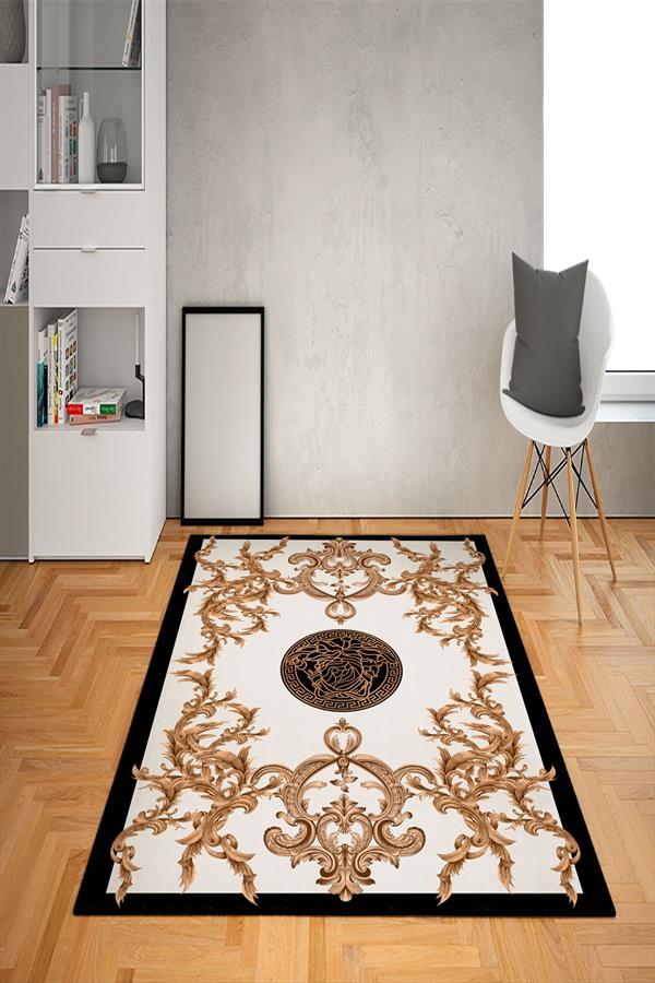 Kaymaz Taban Yıkanabilir Modern Baroque Medusa Desenli Dot Taban Halı