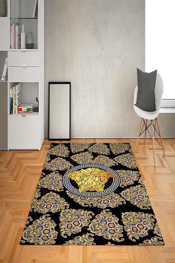 Kaymaz Taban Yıkanabilir Modern Medusa Desenli Dot Taban Halı