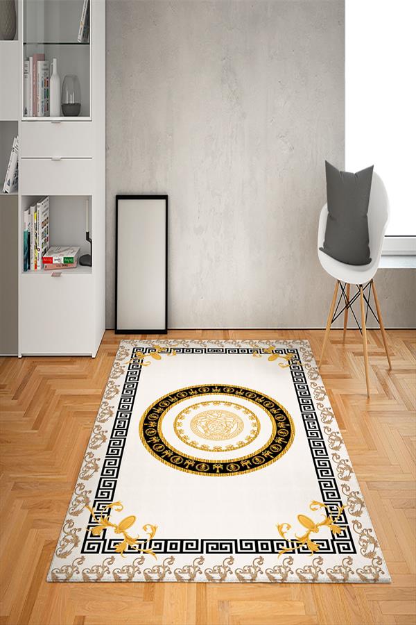 Kaymaz Taban Yıkanabilir Modern Medusa Desenli Dot Taban Halı