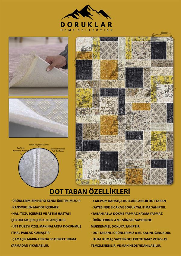 Kaymaz Taban Yıkanabilir Renkli Vintage Halı