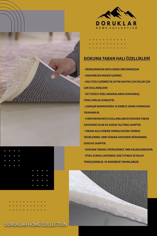 Kaymaz Taban Yıkanabilir Simli Dekoratif Modern Desenli Dot Taban Halı