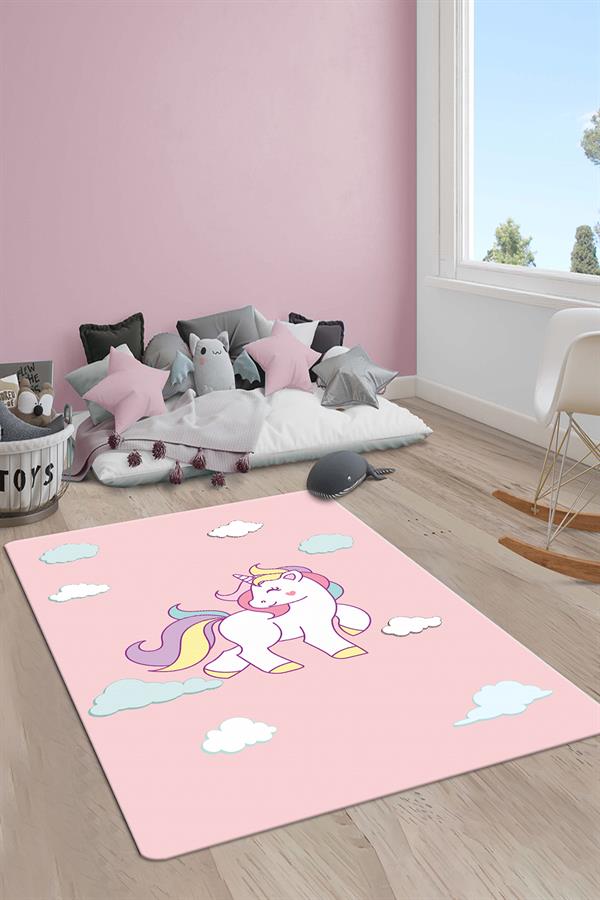 Kaymaz Taban Yıkanabilir Unicorn Desenli Çocuk Halısı