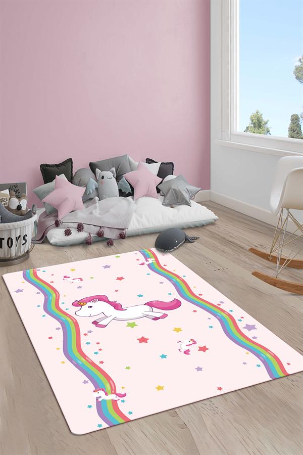 Kaymaz Taban Yıkanabilir Unicorn Desenli Çocuk Halısı