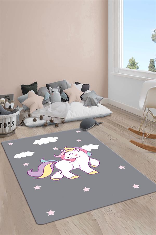 Kaymaz Taban Yıkanabilir Unicorn Desenli Çocuk Halısı