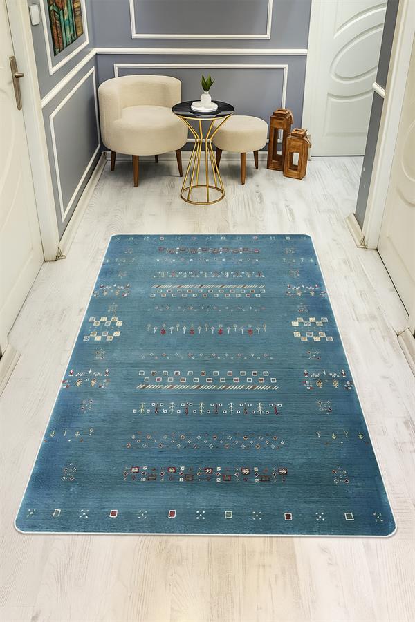 Kaymaz Taban Yıkanabilir Vintage Desen Halı H-0819