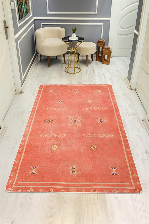 Kaymaz Taban Yıkanabilir Vintage Desen Halı H-0820