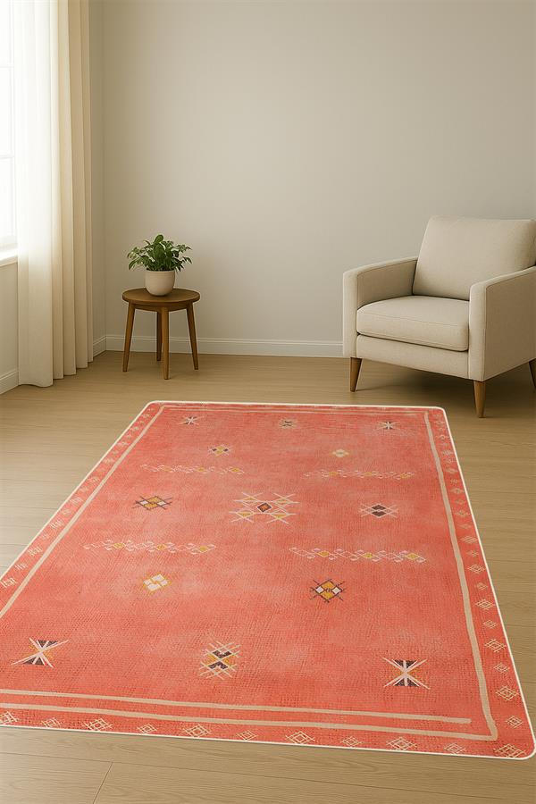 Kaymaz Taban Yıkanabilir Vintage Desen Halı H-0820