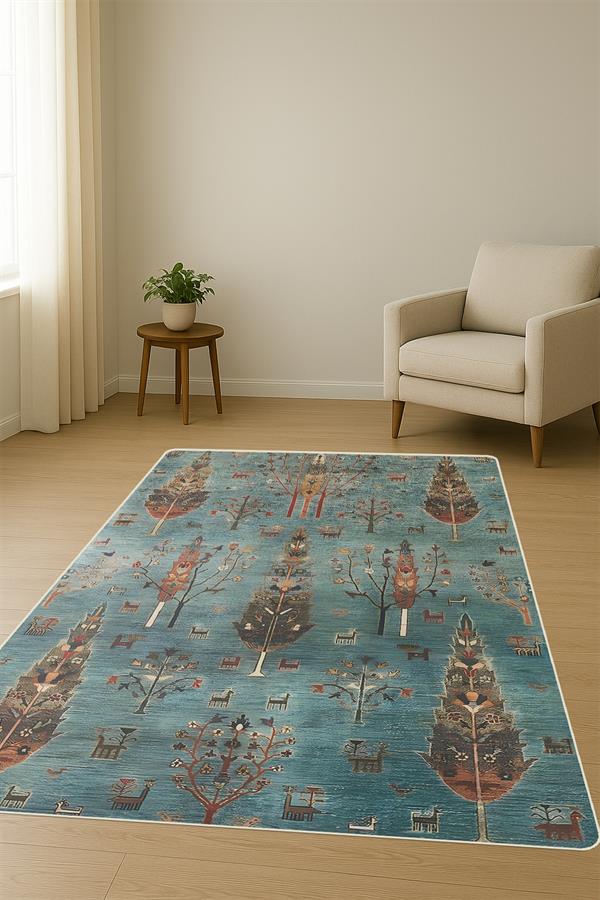 Kaymaz Taban Yıkanabilir Vintage Desen Halı H-0817