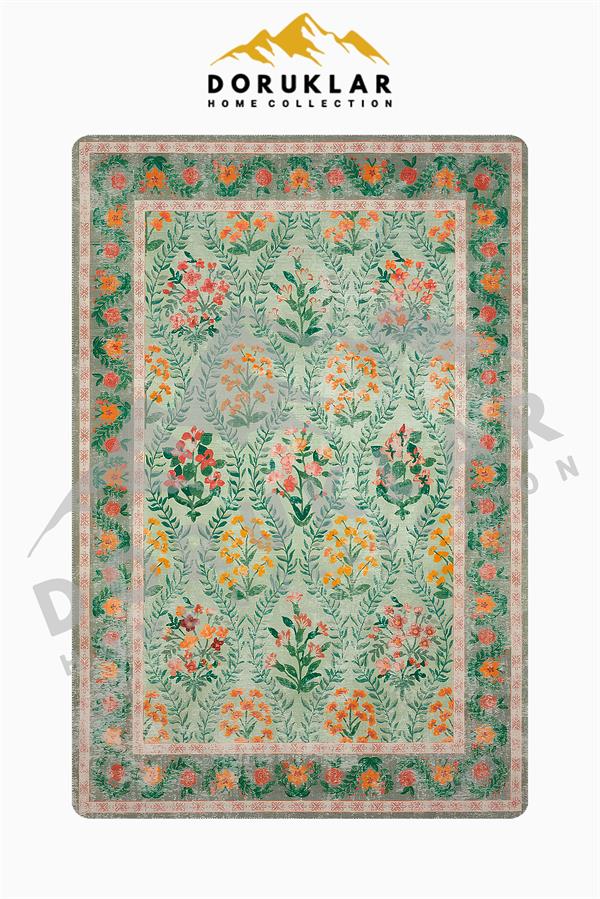 Kaymaz Taban Yıkanabilir Vintage Desen Halı H-0818