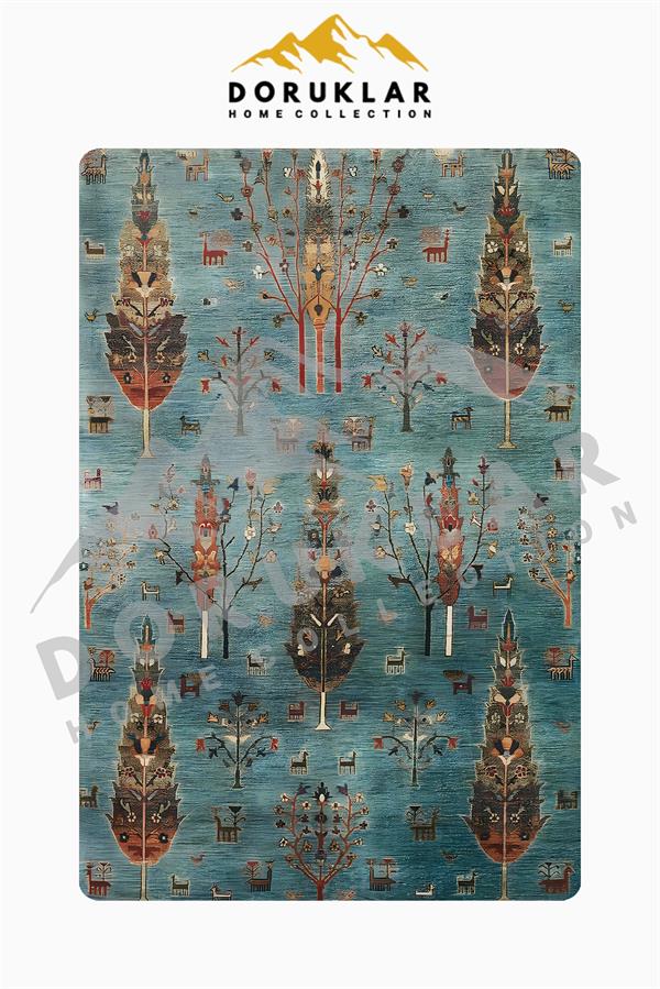 Kaymaz Taban Yıkanabilir Vintage Desen Halı H-0817