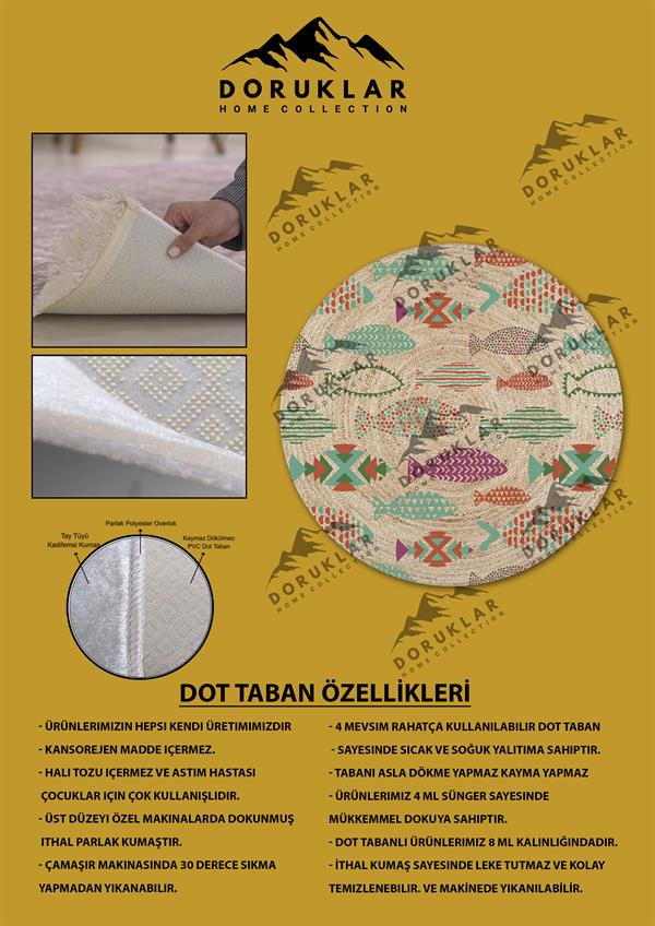 Kaymaz Tabanlı Makinede Yıkanabilir Dijital Baskı Modern Desenli Dot Taban Halı