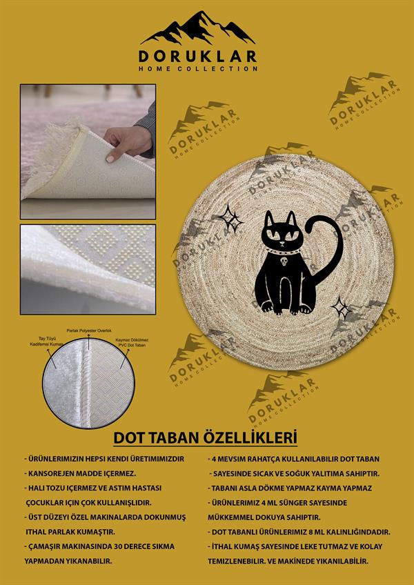 Kaymaz Tabanlı Makinede Yıkanabilir Dijital Baskı Modern Desenli Dot Taban Halı