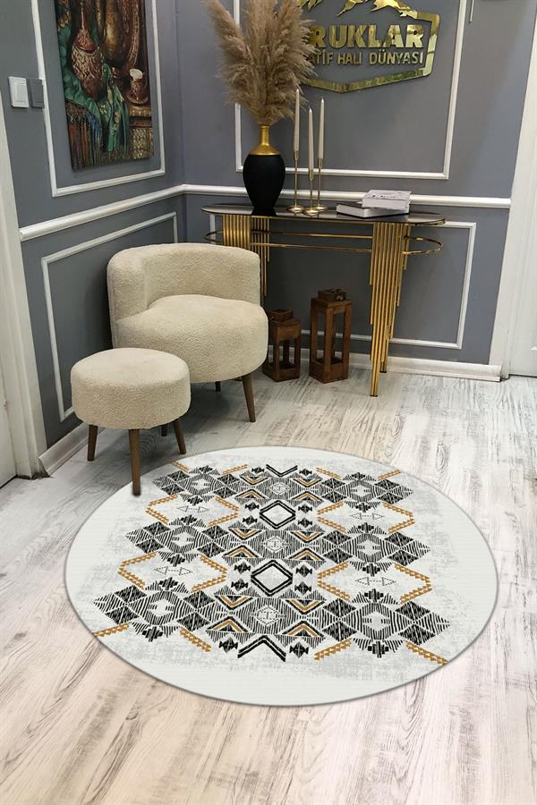 Kaymaz Tabanlı Makinede Yıkanabilir Dijital Baskı Modern Desenli Dot Taban Halı