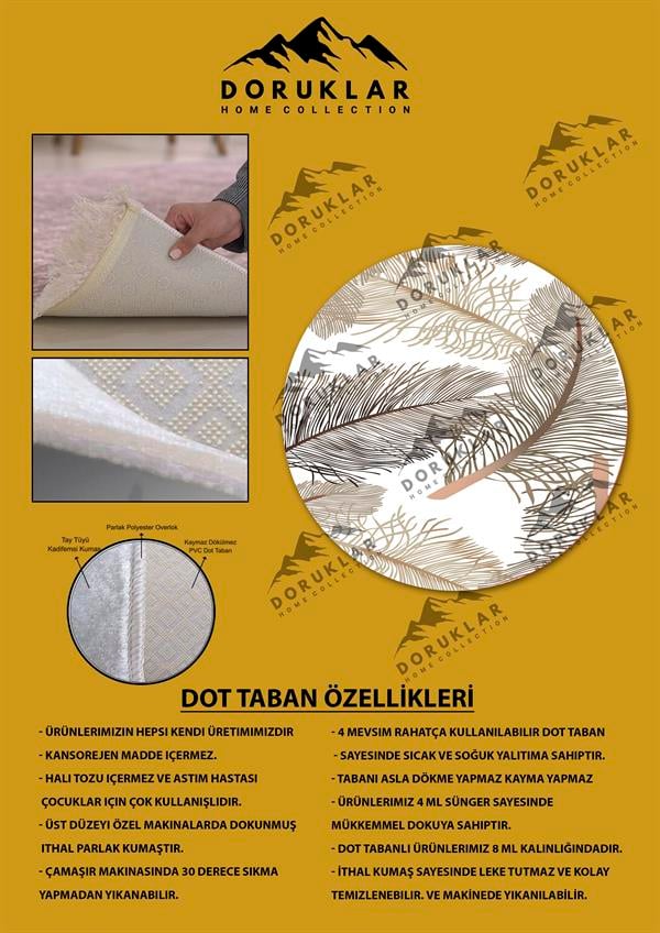 Kaymaz Tabanlı Makinede Yıkanabilir Dijital Baskı Modern Desenli Dot Taban Halı