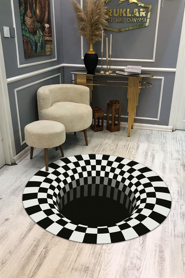 Kaymaz Tabanlı Makinede Yıkanabilir Dijital Baskı 3D Desenli Dot Taban Halı