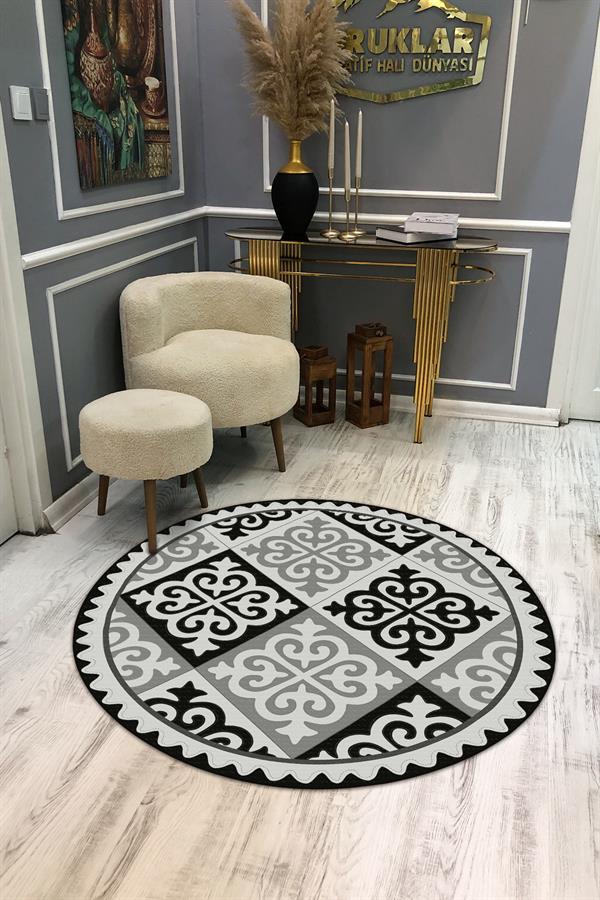 Kaymaz Tabanlı Makinede Yıkanabilir Dijital Baskı Modern Desenli Dot Taban Halı