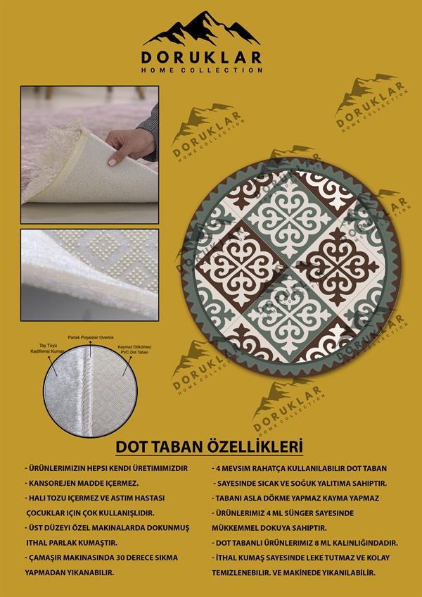 Kaymaz Tabanlı Makinede Yıkanabilir Dijital Baskı Modern Desenli Dot Taban Halı