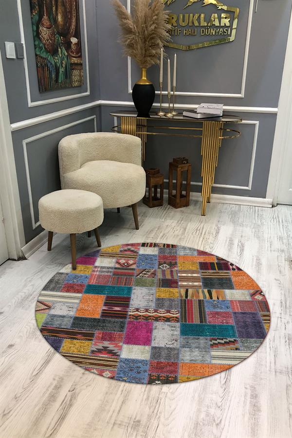 Kaymaz Tabanlı Makinede Yıkanabilir Dijital Baskı Modern Desenli Dot Taban Halı