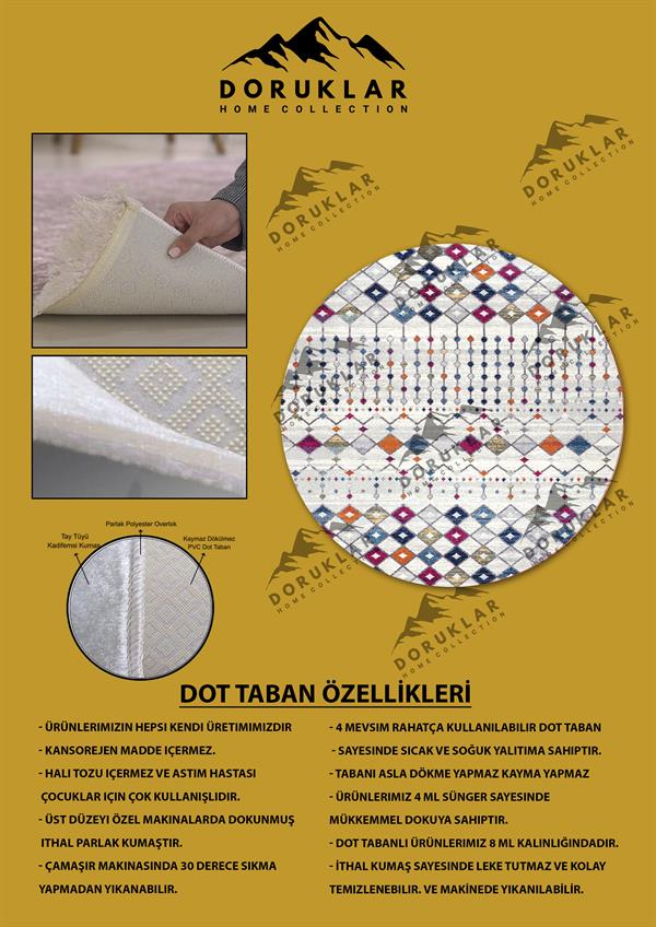 Kaymaz Tabanlı Makinede Yıkanabilir Dijital Baskı Modern Desenli Dot Taban Halı
