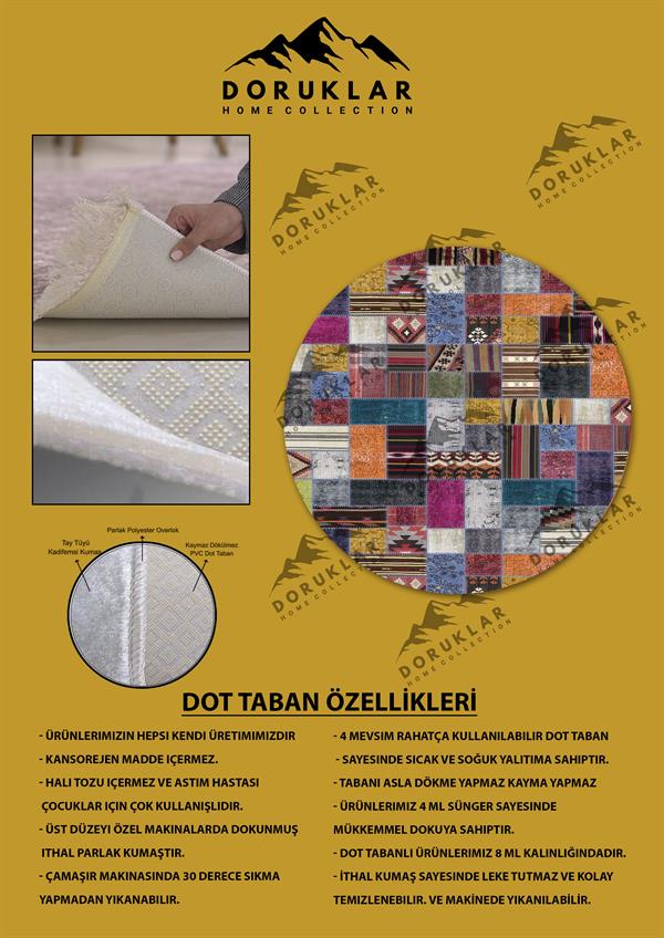 Kaymaz Tabanlı Makinede Yıkanabilir Dijital Baskı Modern Desenli Dot Taban Halı