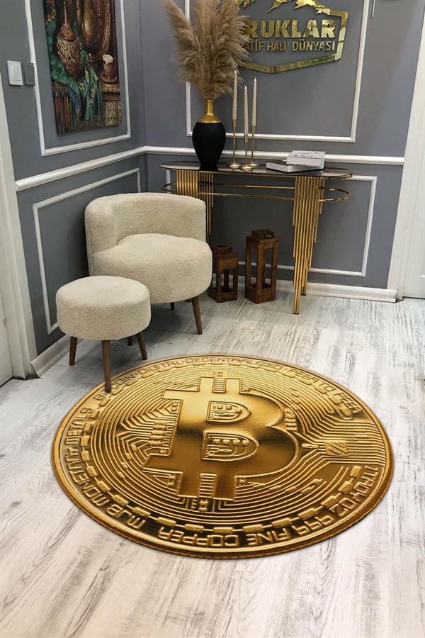 Kaymaz Tabanlı Makinede Yıkanabilir Dijital Baskı Bitcoin Desenli Dot Taban Halı