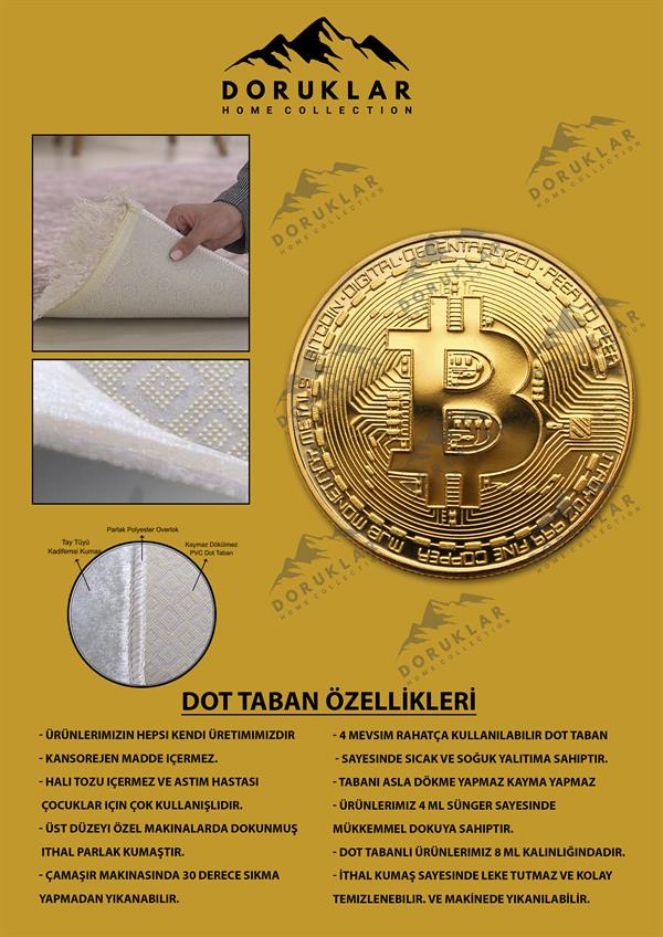 Kaymaz Tabanlı Makinede Yıkanabilir Dijital Baskı Bitcoin Desenli Dot Taban Halı