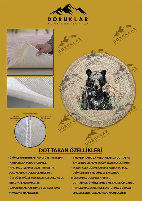 Kaymaz Tabanlı Makinede Yıkanabilir Dijital Baskı Modern Desenli Dot Taban Halı