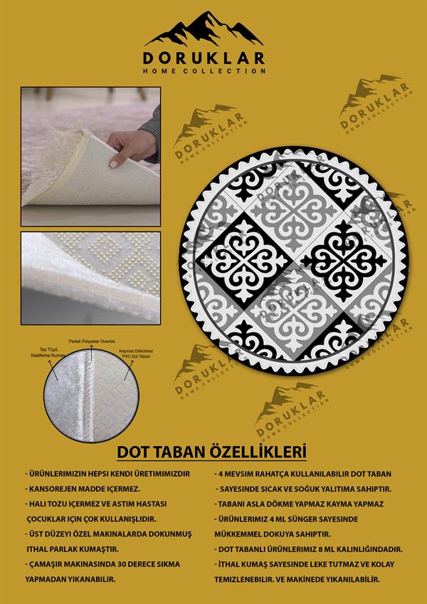 Kaymaz Tabanlı Makinede Yıkanabilir Dijital Baskı Modern Desenli Dot Taban Halı