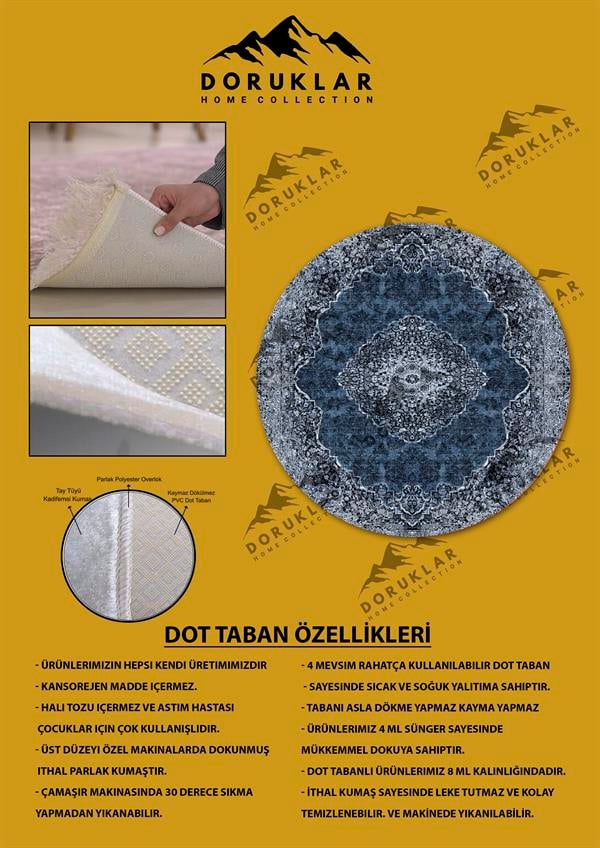 Kaymaz Tabanlı Makinede Yıkanabilir Dijital Baskı Modern Desenli Dot Taban Halı