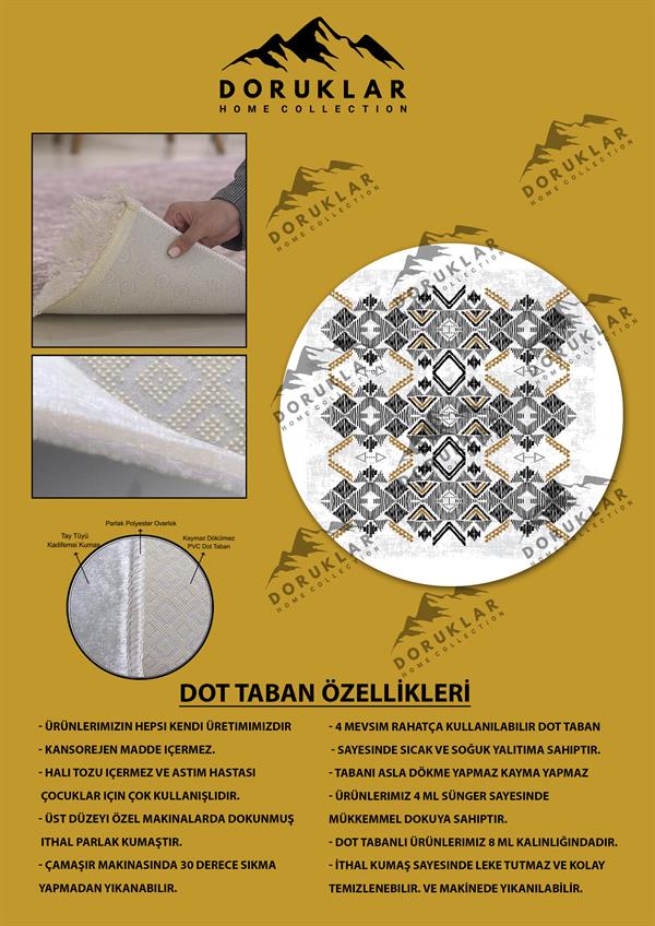 Kaymaz Tabanlı Makinede Yıkanabilir Dijital Baskı Modern Desenli Dot Taban Halı