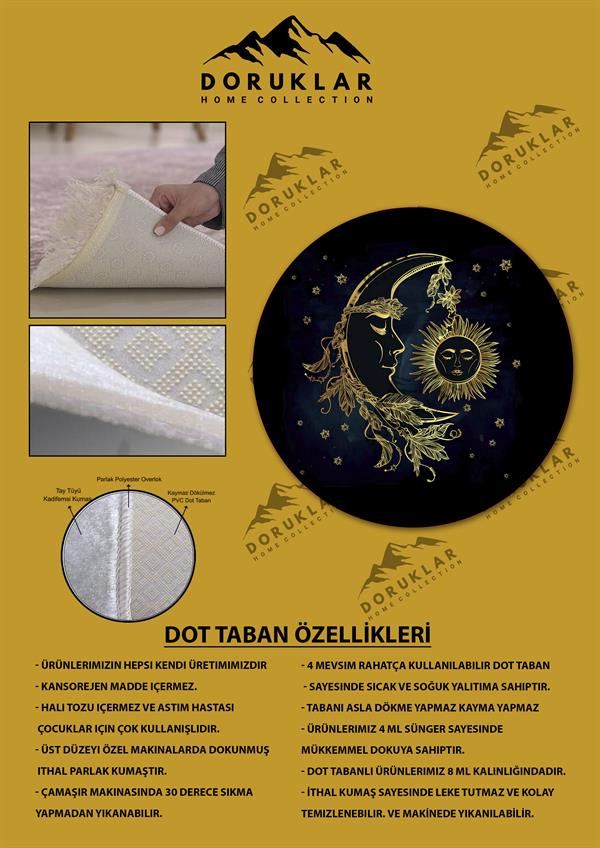 Kaymaz Tabanlı Makinede Yıkanabilir Dijital Baskı Modern Desenli Dot Taban Halı