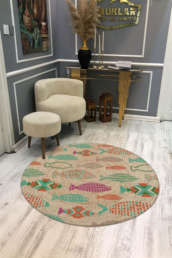 Kaymaz Tabanlı Makinede Yıkanabilir Dijital Baskı Modern Desenli Dot Taban Halı