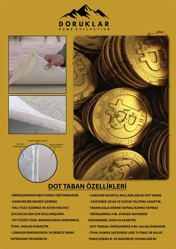 Kaymaz Tabanlı Makinede Yıkanabilir Dijital Baskı Bitcoin Desenli Dot Taban Halı