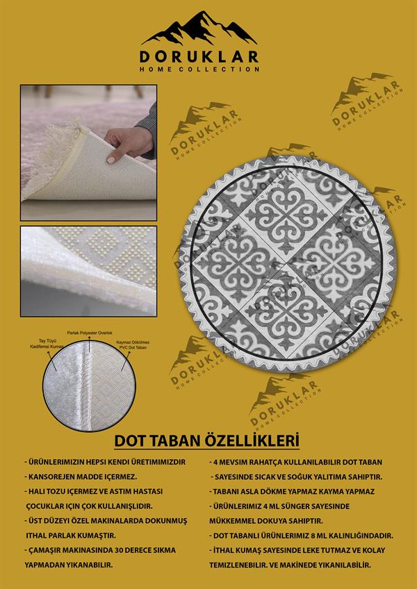 Kaymaz Tabanlı Makinede Yıkanabilir Dijital Baskı Modern Desenli Dot Taban Halı