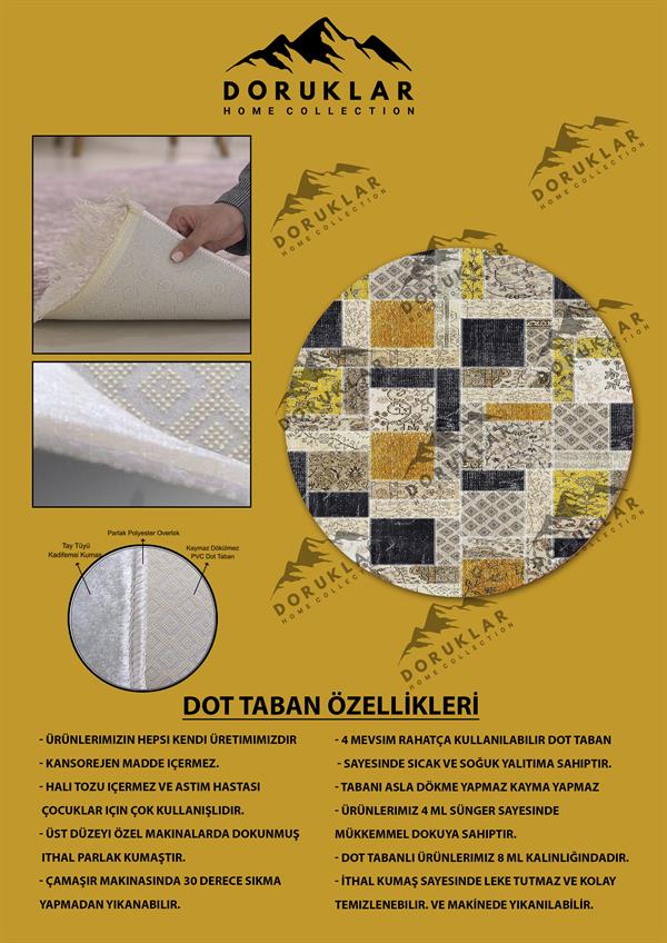 Kaymaz Tabanlı Makinede Yıkanabilir Dijital Baskı Modern Desenli Dot Taban Halı