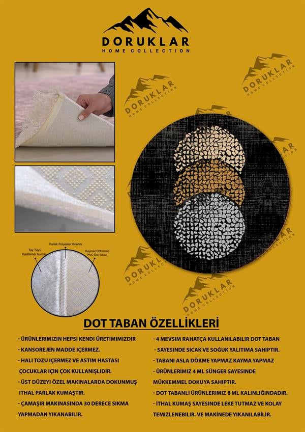 Kaymaz Tabanlı Makinede Yıkanabilir Dijital Baskı Modern Desenli Dot Taban Halı