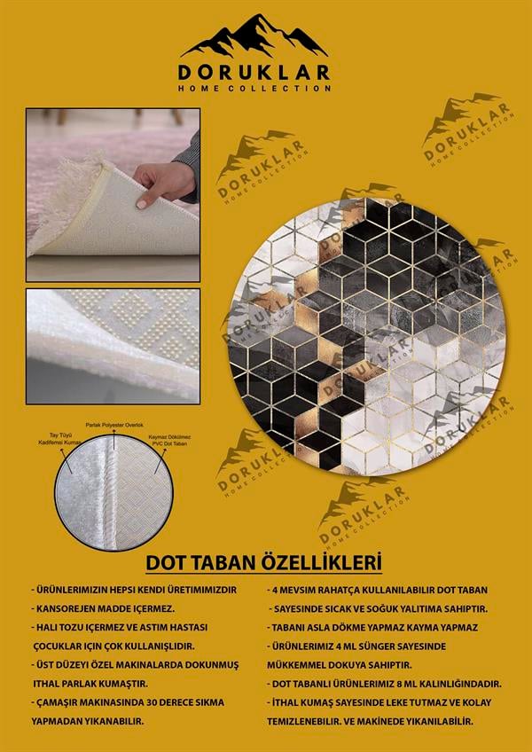 Kaymaz Tabanlı Makinede Yıkanabilir Dijital Baskı Modern Desenli Dot Taban Halı