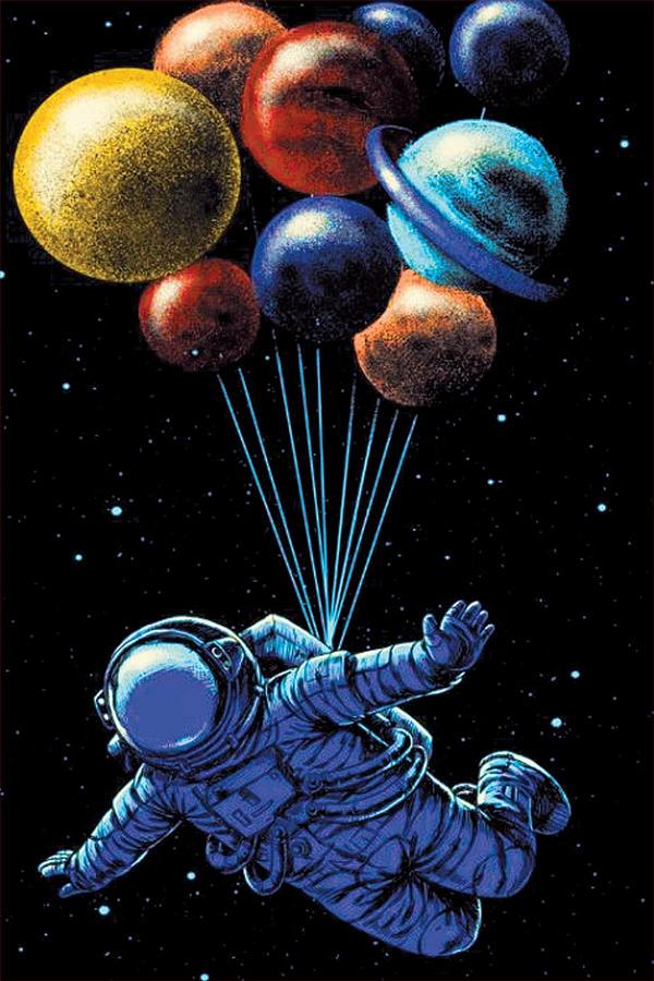 Kaymaz Tabanlı Yıkanabilir Astronot Desenli Çocuk Halısı Dot Taban Halı