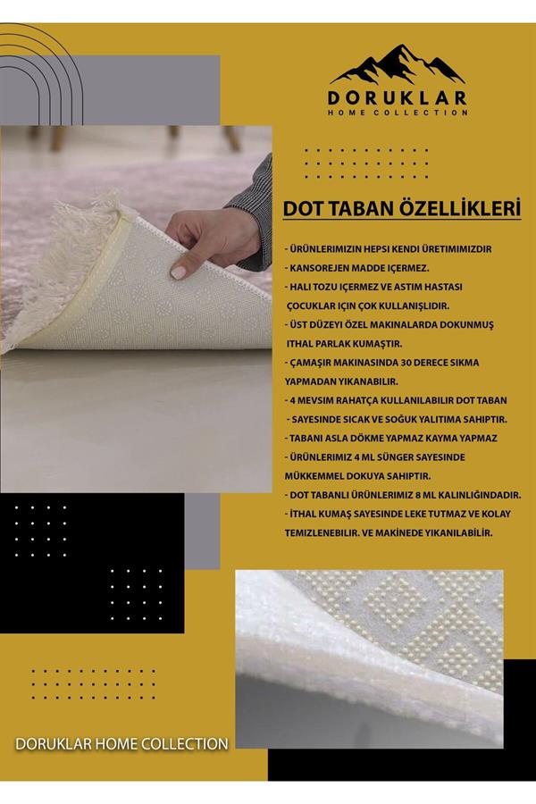 Kaymaz Tabanlı Yıkanabilir Ayı Desenli Çocuk Halısı Dot Taban Hal